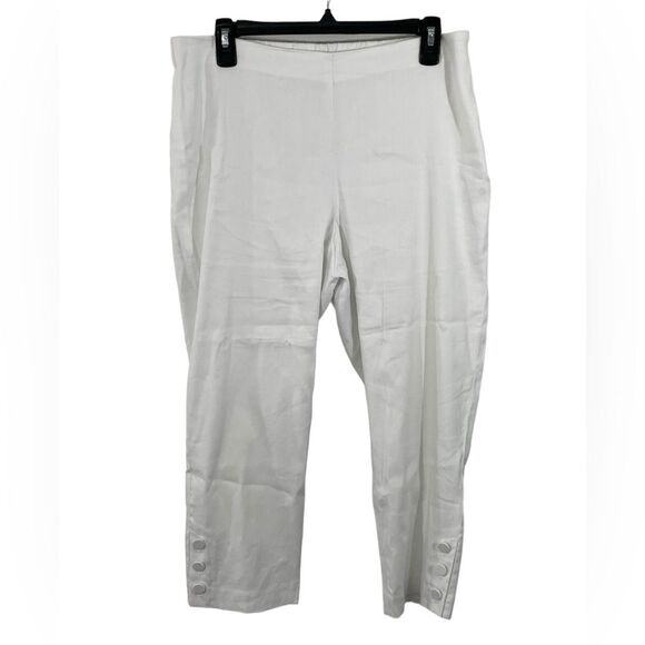 J. Jill White Linen Stretch Crops Pants‎ Size MEDIUM PETITE MP - Picture 1 of 7